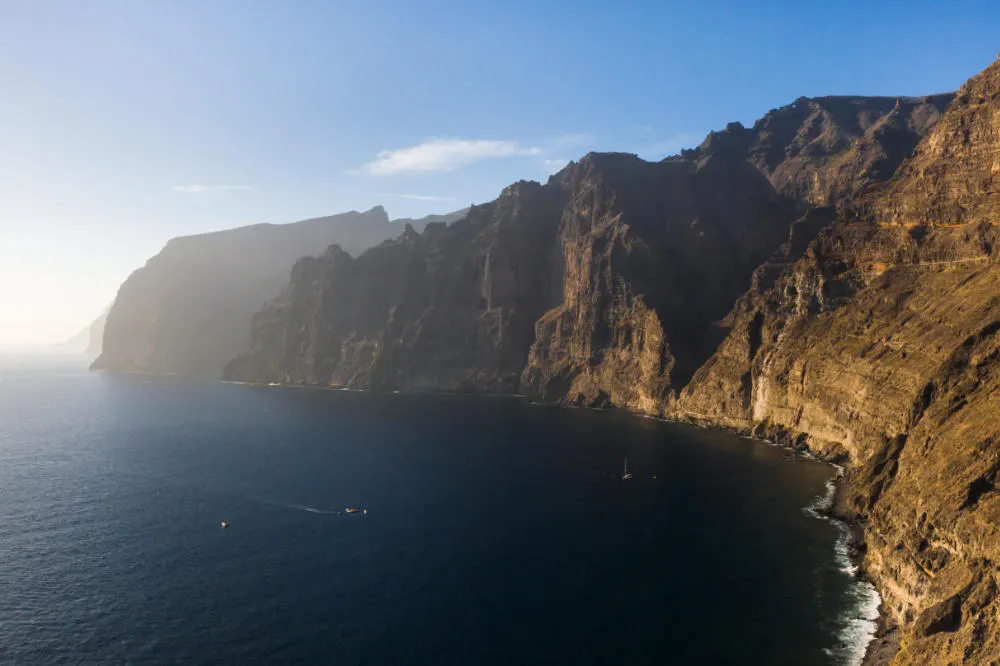 A view of the Giant Rocks of Acantilados de Los Gigantes at sunset, Tenerife, Canary Islands, Spain.
